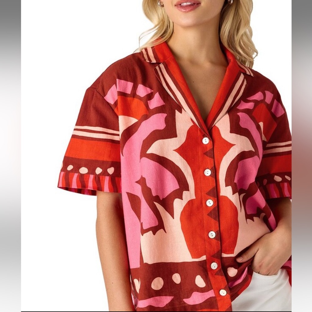 NWT CROSBY by Mollie Burch
Iker Coordinating Cotton Linen Blend Short Sleeve Top - Picture 4 of 5